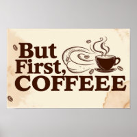 Coffee Lover Quote poster steam swirls