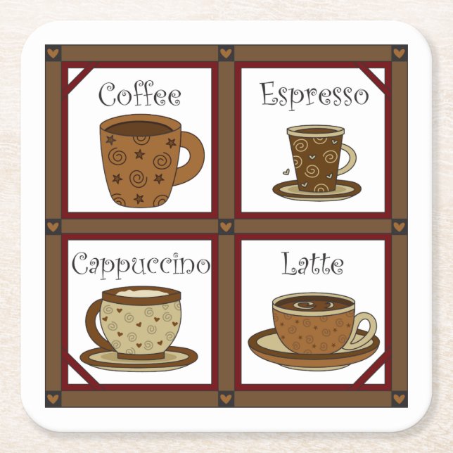 Coffee Lover Square Paper Coaster (Front)
