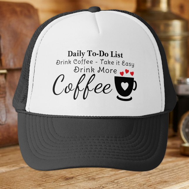 Coffee lover take it easy black trucker hat (Creator Uploaded)