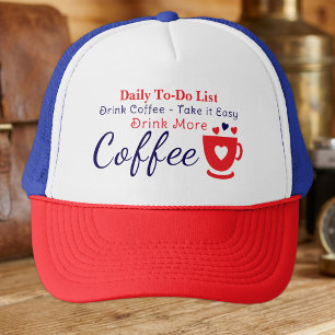 Coffee lover take it easy red trucker hat