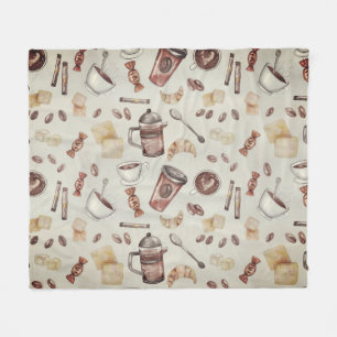 Coffee Lover Themed  Fleece Blanket