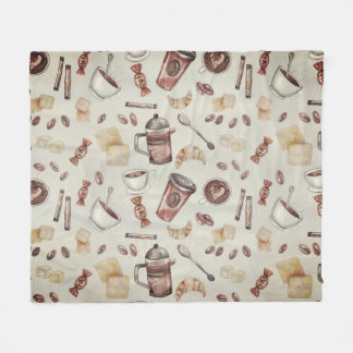 Coffee Lover Themed  Fleece Blanket