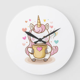 Coffee Lover Unicorn (1) Large Clock