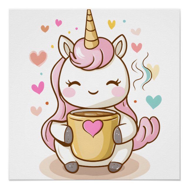 Coffee Lover Unicorn (1) Poster (Front)