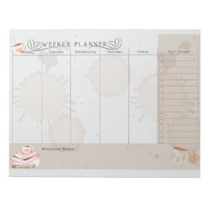 Coffee lover Weekly planner Notepad