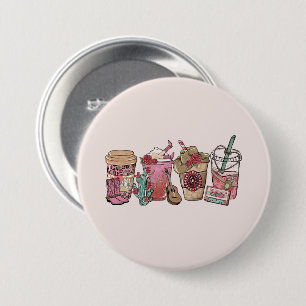 Coffee Lover Western Cowboy Theme 7.5 Cm Round Badge