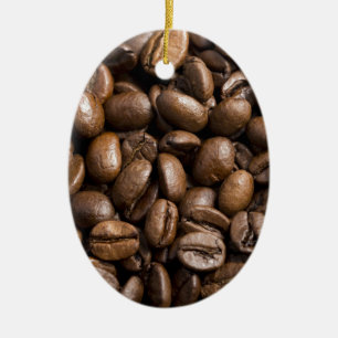 Coffee Lovers Beans Brown Background Ceramic Tree Decoration