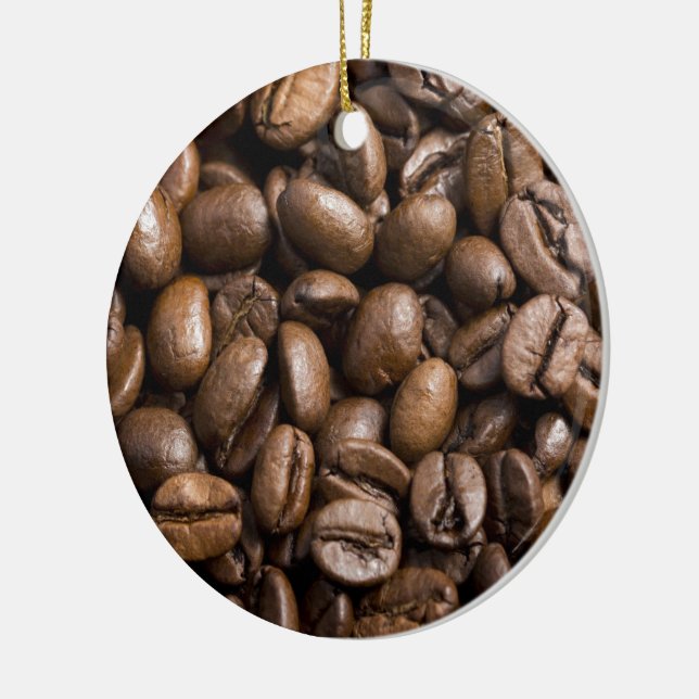 Coffee Lovers Beans Brown Background Ceramic Tree Decoration (Left)