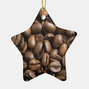 Coffee Lovers Beans Brown Background Ceramic Tree Decoration