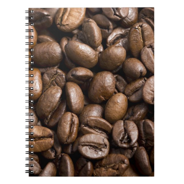 Coffee Lovers Beans Brown Background Spiral Notebook (Front)