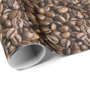 Coffee Lovers Beans Brown Background Wrapping Paper