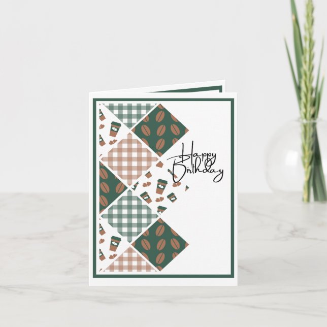 Coffee lovers' birthday with plaid card (Front)