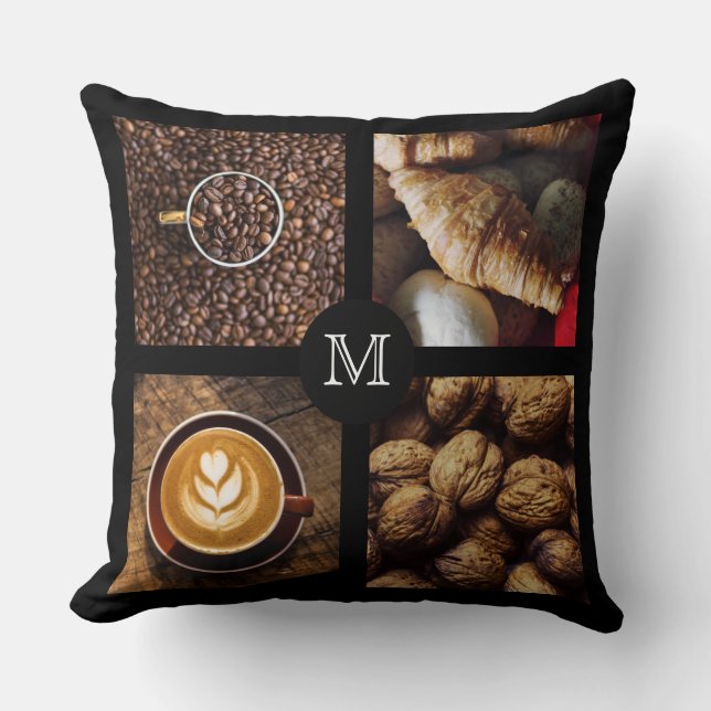 Coffee Lover's custom monogram throw pillows 1 (Front)