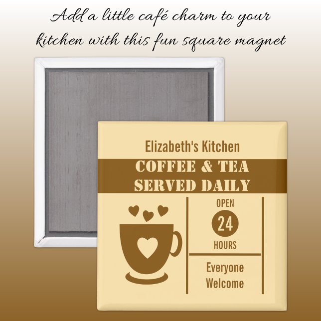 Coffee lovers custom name peach brown magnet (Creator Uploaded)