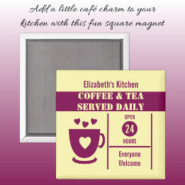 Coffee lovers custom name yellow burgundy magnet