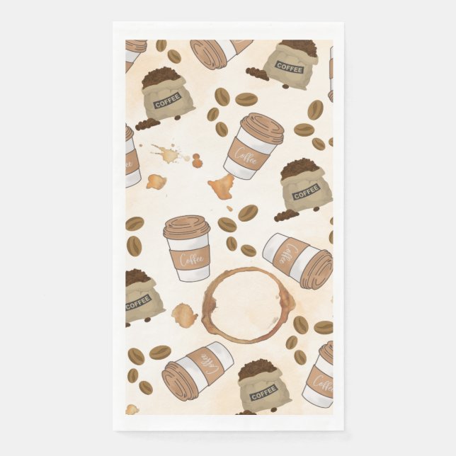 Coffee Lover's Dream – Brown Watercolor Napkin for (Front)