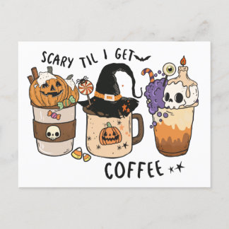Coffee Lovers Funny Halloween Witch Greeting Postcard