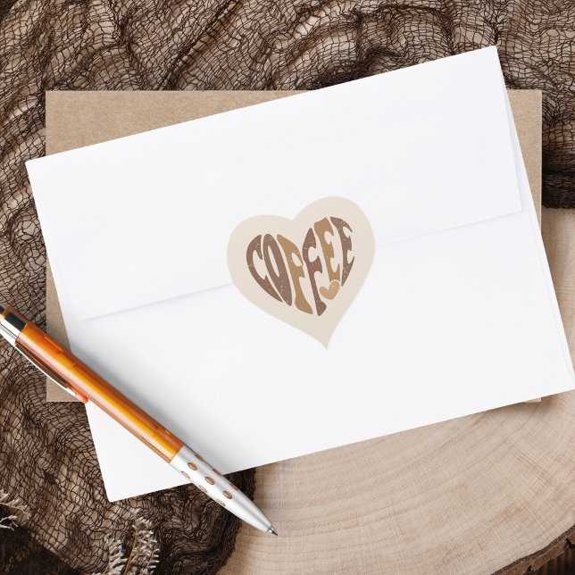 Coffee Lover's  Heart Sticker (Share some coffee love with these cute heart-shaped coffee heart stickers!)