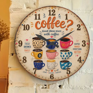 Coffee Lovers Large Clock