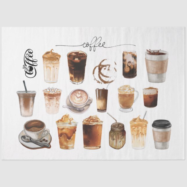 Coffee Lovers Latte Cappuccino Decoupage Paper  (Front)