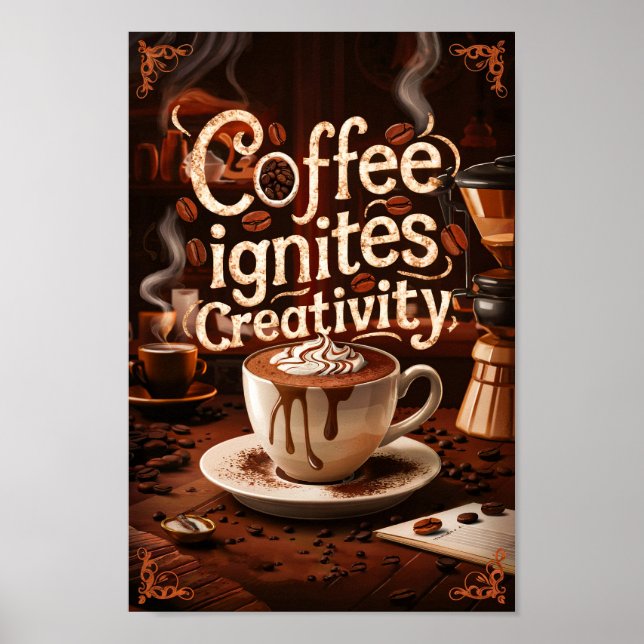 Coffee Lovers Motivational Quotes of Creativity Poster (Front)