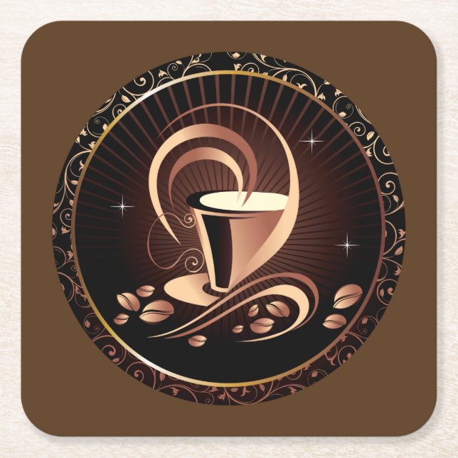 Coffee Lovers Square Paper Coaster (Front)