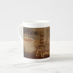 Coffee Lover's Word Art Bone China Mug