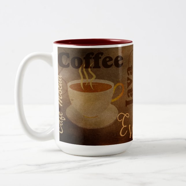 Coffee Lovers Word Art  Two-Tone Coffee Mug (Left)