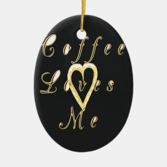 Coffee loves me. ceramic tree decoration (Front)