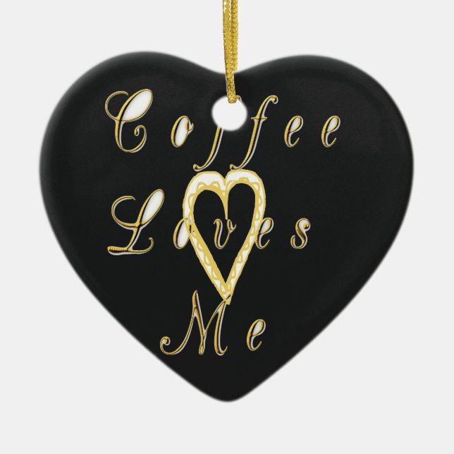 Coffee loves me. ceramic tree decoration (Front)