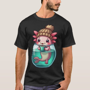 Coffee Loving Axolotl Kawaii Cute Art T-Shirt