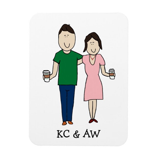 Coffee-loving couple magnet (Vertical)
