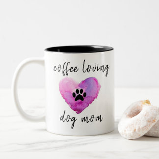 Coffee Loving Dog Mum Cute Heart Two-Tone Coffee Mug
