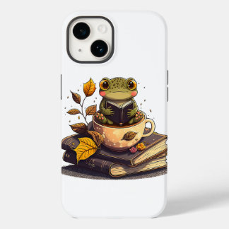 Coffee-Loving Frog Reading Books Case-Mate iPhone 14 Case