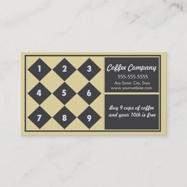 Coffee Loyalty Business Card Punch Card (Front)