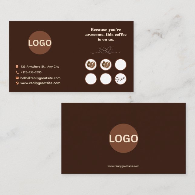 Coffee Loyalty Card Brown Minimal Design (Front/Back)