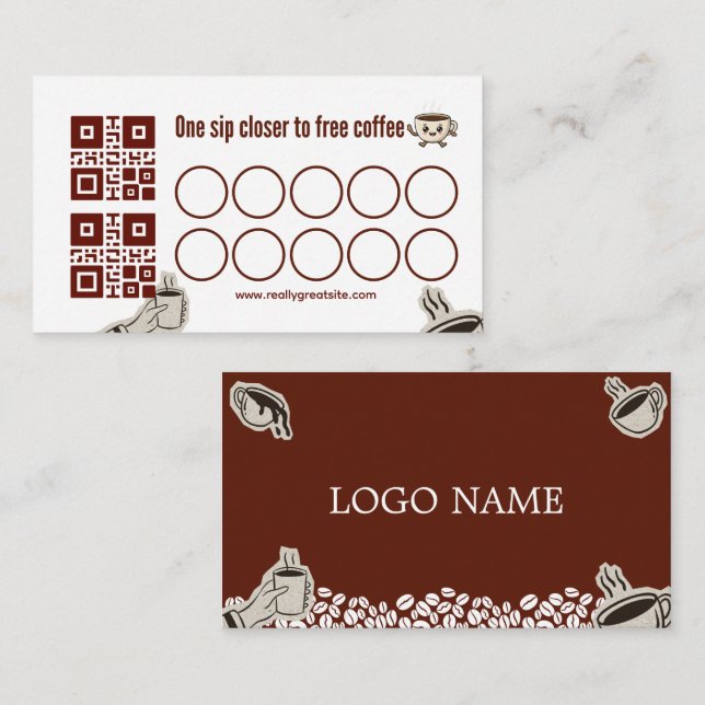 Coffee Loyalty Card | One Sip Closer to Free Coffe (Front/Back)