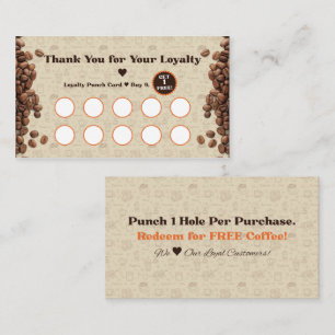 Coffee Loyalty Punch Card Brown Cafe Style