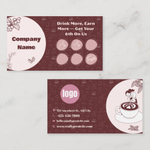 Coffee Loyalty Punch Card Burgundy