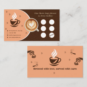 Coffee Loyalty Punch Card Heart Latte Art Cafe