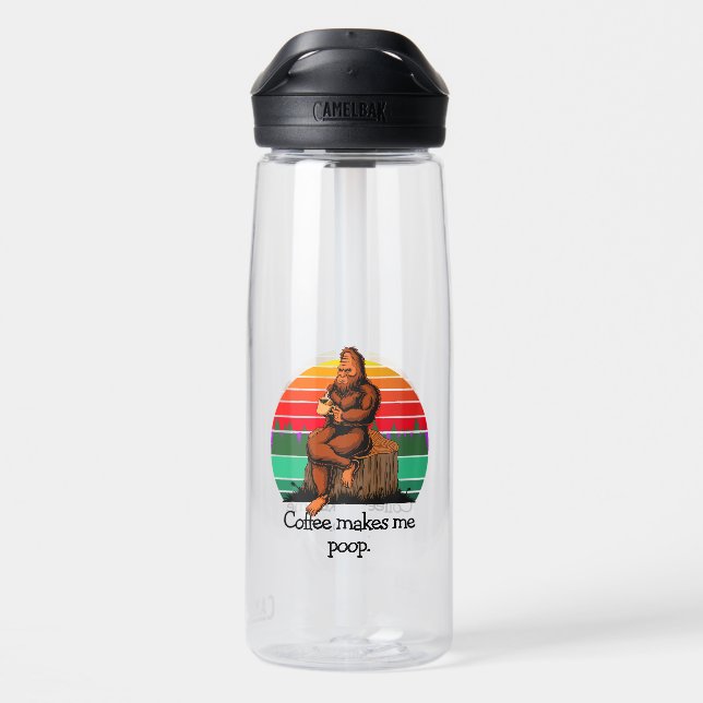 Coffee Makes Me Poop Bigfoot Sasquatch Funny   Water Bottle (Back)