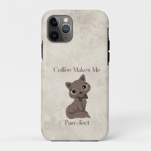 Coffee Makes Me Purr-fect-Coffee Bean-Cat- Case-Mate iPhone Case