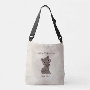 Coffee Makes Me Purr-fect-Coffee Bean-Cat- Crossbody Bag