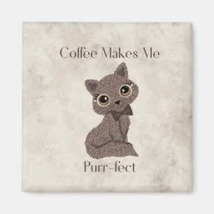 Coffee Makes Me Purr-fect-Coffee Bean-Cat- Magnet