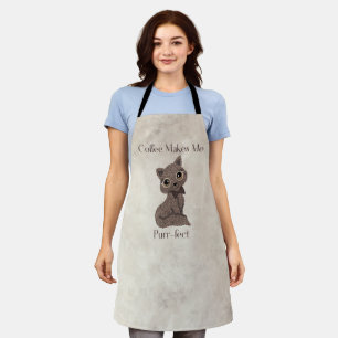 Coffee Makes Me Purrfect-Coffee Beans-Cute Cat Apron