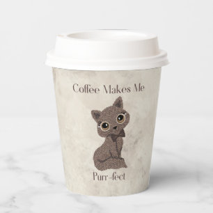 Coffee Makes Me Purrfect-Coffee Beans-Cute Cat Paper Cups