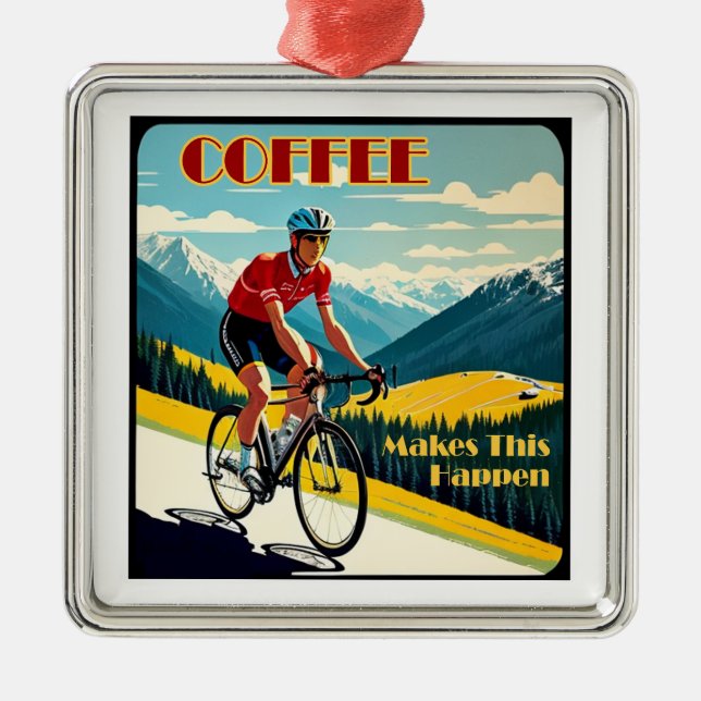 Coffee Makes This Happen Cycling Metal Tree Decoration (Front)