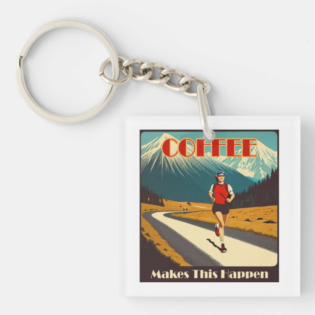 Coffee Makes This Happen Running Key Ring (Front)
