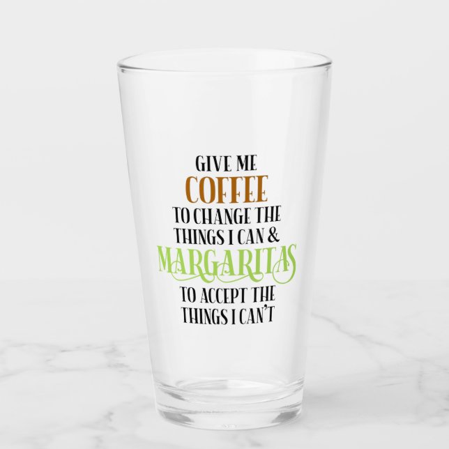 Coffee & Margarita Lover Funny Saying Glass (Front)