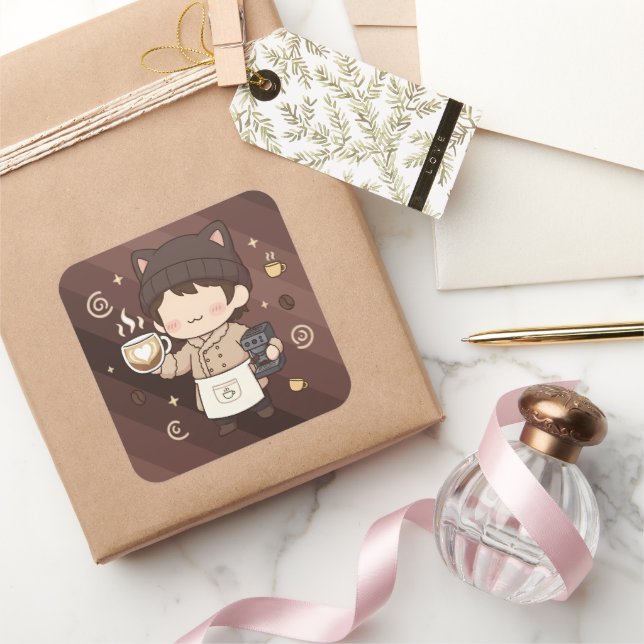 Coffee Master Espresso Expert Art Square Sticker (Gifting)